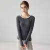 Camisa Básica Feminina de Cashmere 100% com Costela Vertical e Gola de Pérolas, Suave, Simples, Ajuste ao Corpo, Tricô Versátil de Manga Longa