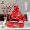 Adornos de Caballo Rojo de Cerámica Par de Reclutamiento Mascota Beicai Inauguración Casa Nueva Sala de Estar Oficina Hogar Adornos