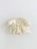 INS ropa de bebé atuendo de otoño enterizo de malla con volantes vestido para bebés niñas dulce princesa atuendo de primer mes