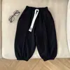 Calça Infantil Unissex Primavera Outono Versátil Cadarço Linha Prensada Calça de Bebê Cintura Elástica Punhos Calça Casual Calça Esportiva Calça Longa Tendência