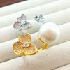 Acessórios para Anel de Pérola DIY Flor Banhada a Ouro Estilo Luxo Acessível Suporte de Anel Borboleta Anel de Pérola Pétala Suporte Vazio Abertura