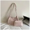 Bolsa Saco Grande Capacidade para Mulheres, Estilo Coreano, Estilo Relaxado, Bolsa de Ombro Vazada, Para o Dia a Dia, Bolsa Transversal Casual Versátil