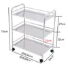 Estante para Platos de Restaurante Hot Pot Estante de Almacenamiento de Cocina Estante de Almacenamiento de Pie Malla de Acero Pintada Tres Niveles Carrito Móvil para Preparación