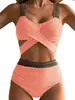 [Personalizado] Traje de Baño Bikini 2023 Nuevos Separados Europeos y Americanos Color Sólido Traje de Baño Bikini para Mujer Sexy