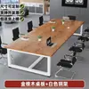 Conjunto de Mesa e Cadeira de Escritório Simples e Moderno para 6-10 Pessoas, Mesa Retangular para Conferência e Negociação, Mesa de Trabalho para Treinamento, Mesa Retangular