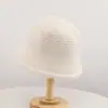 Novo chapéu de pescador de tricô oco com mistura de lã para outono e inverno para mulheres, faz o rosto parecer menor, versátil e quente, chapéu bucket da moda estilo coreano