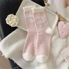Meias de Dormir Grossas e Quentes com Forro de Lã para Outono e Inverno Lã Australiana Meias de Chão Fofas de Desenho Japonês para Mulheres Meia de Cano Médio