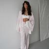 2025 Novo Pijama Estampado de Renda com Cadarço, Soltinho, Confortável e Macio para Uso Doméstico Feminino, Europeu e Americano, Outono e Inverno, Pode Ser Vendido no Atacado