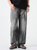 2026 Nuevos Jeans de Pierna Ancha Estilo Oscuro Pintados a Mano con Graffiti para Hombre, Versátiles para Primavera y Otoño, Casual de Calle, Pantalones Largos