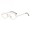 Gafas de lectura casuales y de moda con montura pequeña de alambre dorado, Gafas para presbicia para mujer estilo Pure Lust con luz azul suave, Gafas de lectura para hombre