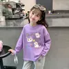 Camiseta de Manga Larga para Niña 2026 Primavera/Otoño Nuevo Estilo Niños Elegante Mediano/Grande Niños Algodón Puro Dibujo Animado Capa Base Top de Moda
