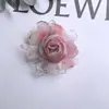 Accesorios Semiacabados de Rosa de Organza Flores Hechas a Mano Adornos DIY Materiales de Tela Estilo Sirena Borde Quemado 8cm