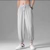 Fabricante de Origen Talla Grande Pantalones de Seda de Hielo para Hombre Verano Moderno Versátil Sueltos con Lazo en el Tobillo Deportivos Casuales Pantalones Nueve Puntos