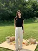 Camisa Casual de Renda para Meninas no Verão, Refrescante e Respirável Camisa de Chiffon Elástico, Tamanho Grande Moda com Tira Fina Malha Secagem Rápida Camisa de Cobertura
