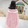 Capa Nueva de Hielo y Nieve Capa Ropa Exterior Chal Elsa Princesa Otoño e Invierno Niños Cordones Cálido Niños Medianos y Grandes