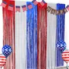 Itens Decorativos Vermelho, Branco e Azul para o Dia da Independência Americana Cortina de Chuva Adereços de Decoração para Festa Nacional Cortina de Chuva com Franjas Cortina de Porta