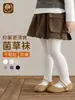 Leggings infantis de algodão penteado liso, meia-calça infantil, estilo fino para primavera e outono, sem afundamento no cavalo, sem aperto nas pernas, calça de peça única