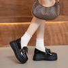 Zapatos de Suela Gruesa para Mujer 2026 Primavera Punta Redonda Estilo Universitario Casual Slip-On con Lazo Versátiles Zapatos para Mujer