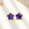Brincos de Flor Mais Vendidos Transfronteiriços Feitos de Aço Inoxidável com Tarraxas Coloridas que Preservam a Cor, Atacado de Fabricante de Joias Estilo Europeu e Americano