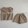 Conjunto de Verano Nuevo Estilo Coreano para Niños, Cómodo de Color Sólido Casual Elegante de Manga Corta con Pantalones Cortos Conjunto de Dos Piezas para Niños Pequeños y Medianos