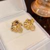 Pendientes de piedra de ojo de gato con flores de metal europeas y americanas para mujer 2025, nuevos pendientes de moda vintage, pendientes de atmósfera de gran sentido
