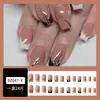 Unhas Usáveis Atacado Unhas Transfronteiriças Manicure Francesa Simples com Diamantes Unhas Médias e Longas Adesivos de Unhas Postiças Usáveis