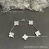 Versão Alta Novo Trevo de Quatro Folhas Quartzo Rosa Cinco Flores Pulseira Banhada a Ouro Real 18K Rosa Madrepérola Ágata Colar Brincos Mulheres