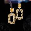 Pendientes Cuadrados Exquisitos de Alta Gama Estilo Francés con Incrustaciones de Circonita y Agujas de Plata S925, Pendientes Elegantes y Sofisticados para Mujer