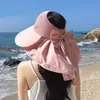 Chapéu de Sol de Seda de Gelo com Aba Larga Feminino para Verão, Viagem, Corrida, Ciclismo, Proteção Solar, Top Respirável, Moda de Férias, Chapéu de Sol de Praia
