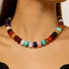 Colar Dopamina Colorido com Contas Estilo Europeu e Americano para Mulheres, Corrente de Clavícula Arco-Íris, Acessório de Moda de Verão para Praia