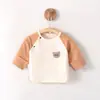 Roupas para bebê recém-nascido, camisa com abertura nas costas, top de manga curta em algodão puro, roupa estilo monge, estilo fino para primavera e outono, Classe A, 0-3 meses