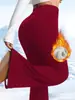 Pantalones acampanados casuales de moda europea y americana transfronterizos para mujer, forrados de polar, engrosados, de cintura alta, pantalones deportivos casuales, forro polar blanco, Amazon, Temu