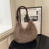 Bolsa Peluda con Cuentas Nueva Otoño/Invierno Transfronteriza Bolsa Pequeña de Peluche Bolso de Hombro Único Bolso de Axila Bolso de Mano Casual Simple