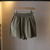 [Bizheng] Verão 2024 novos shorts artísticos simples elásticos de cintura alta Joker slim calças casuais femininas coreanas 1328