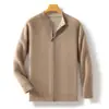 Novo suéter de lã outono e inverno para homens, jaqueta cardigã em malha air-layer, suéter de tricô masculino com gola alta meia, transfronteiriço