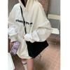 Moletom com Capuz e Forro de Lã de Caranguejo com Cinco Painéis para Mulheres, Outono e Inverno, Solto, Estilo Coreano, Novo Modelo, Blusa para Estudantes, Roupas Femininas, Comércio Exterior do Sudeste Asiático