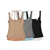 Camisola de tiras con escote halter, estilo dos piezas falso, ajustada, para mujer, verano, nuevo estilo americano, bloque de color, top corto