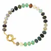 Pulseira Colorida de Pedras Naturais e Contas para Mulheres com Fecho Redondo, Estilo Artístico Vintage, Acessório para Presente de Celebração de Aniversário