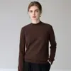 Suéter de cachemira de cuello medio, nuevo estilo de invierno para mujer, base de color liso, ajustado, suave, tejido, suéter corto