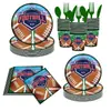 Super Bowl Fiesta Temática de Fútbol Mesa de Cena Familiar Vajilla Vasos de Papel Servilletas de Papel Juego de Platos Desechables de Papel Biodegradable