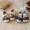 Zapatos de Cuero con Lazo para Niñas 2026 Otoño Nuevo de Moda Versátiles Casuales Mary Jane Color Sólido Zapatos Individuales