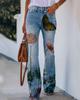 BD 02 260g twill mujer estampado imitación jeans AliExpress ebay Europeo y Americano Comercio exterior pantalones casuales delgados