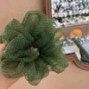 ¡Vibras de Bosque de Primavera! Goma para el pelo de malla con lunares verde oscuro, súper de hada y esponjosa, realza el volumen del cabello, perfecta para coletas