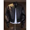 Chaqueta de Cuero PU Color Block Desestructurada Americana para Hombre Otoño Invierno Cleanfit Chaqueta de Béisbol Negra Chaqueta Corta de Motociclista