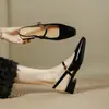 Sandalias Mary Jane Retro de Punta Cuadrada para Mujer, Estilo Veraniego con una Sola Correa, Tacón Grueso, Boca Baja, Tacones Altos de Moda Versátiles, Hechos a Medida