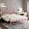 Cama de hierro forjado engrosada, reforzada, cama de princesa simple y moderna, popular en línea cama doble de 1.8 m, cama de marco de hierro individual nórdica de 1 m