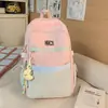 Mochila Escolar Estilo Coreano con Diseño Único de Bloques de Color, Mochila de Moda con Alto Atractivo Estético, Sensación Relajada, Ligera, Mochila de Viaje de Gran Capacidad