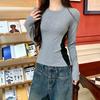 Tops de Manga Larga para Mujer Primavera 2026, Nuevos Tops para Mujer, Camisetas Base Bloque de Color, Camisetas Interiores de Manga Larga con Empalmes Ajustadas