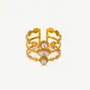 Anillo de acero inoxidable Taina con diseño de cruz transfronteriza para mujer, no se decolora, elegante, nicho, lujo ligero, acero de titanio chapado en oro de 18 quilates