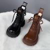 Botas Martin de piel auténtica para mujer, estilo británico, 2024, nuevas botas de suela gruesa para otoño, botas cortas de moda que combinan con todo, populares en Internet.